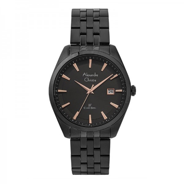 Alexandre Christie AC 8635 Full Black Rosegold Tick MDBIPBARG MAN